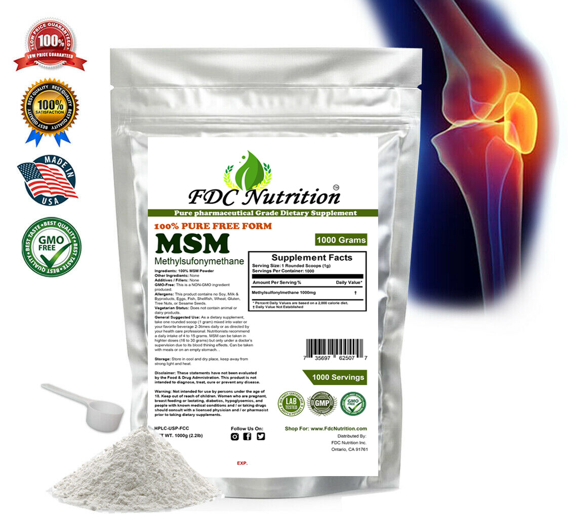 MSM Powder -METHYLSULFONYLMETHANE -Relief Joint Arthritis – Pure – New Look!