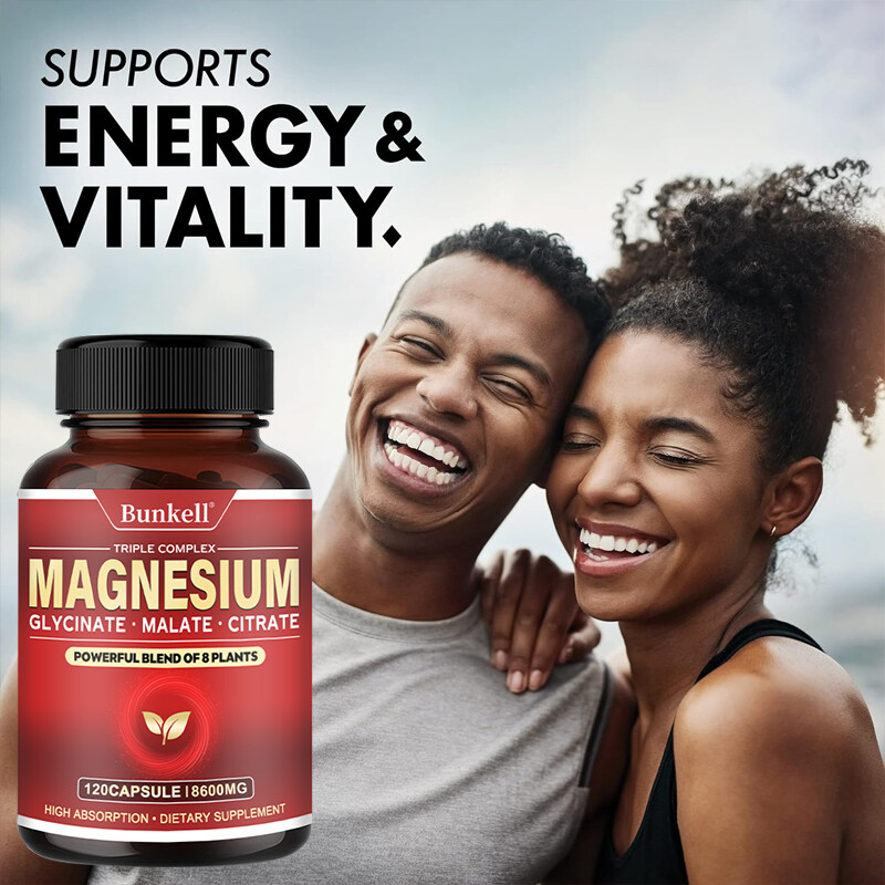 Magnesium Complex 600mg,30/60/120Capsules-Gluten Free and Non-GMO Strong Muscles