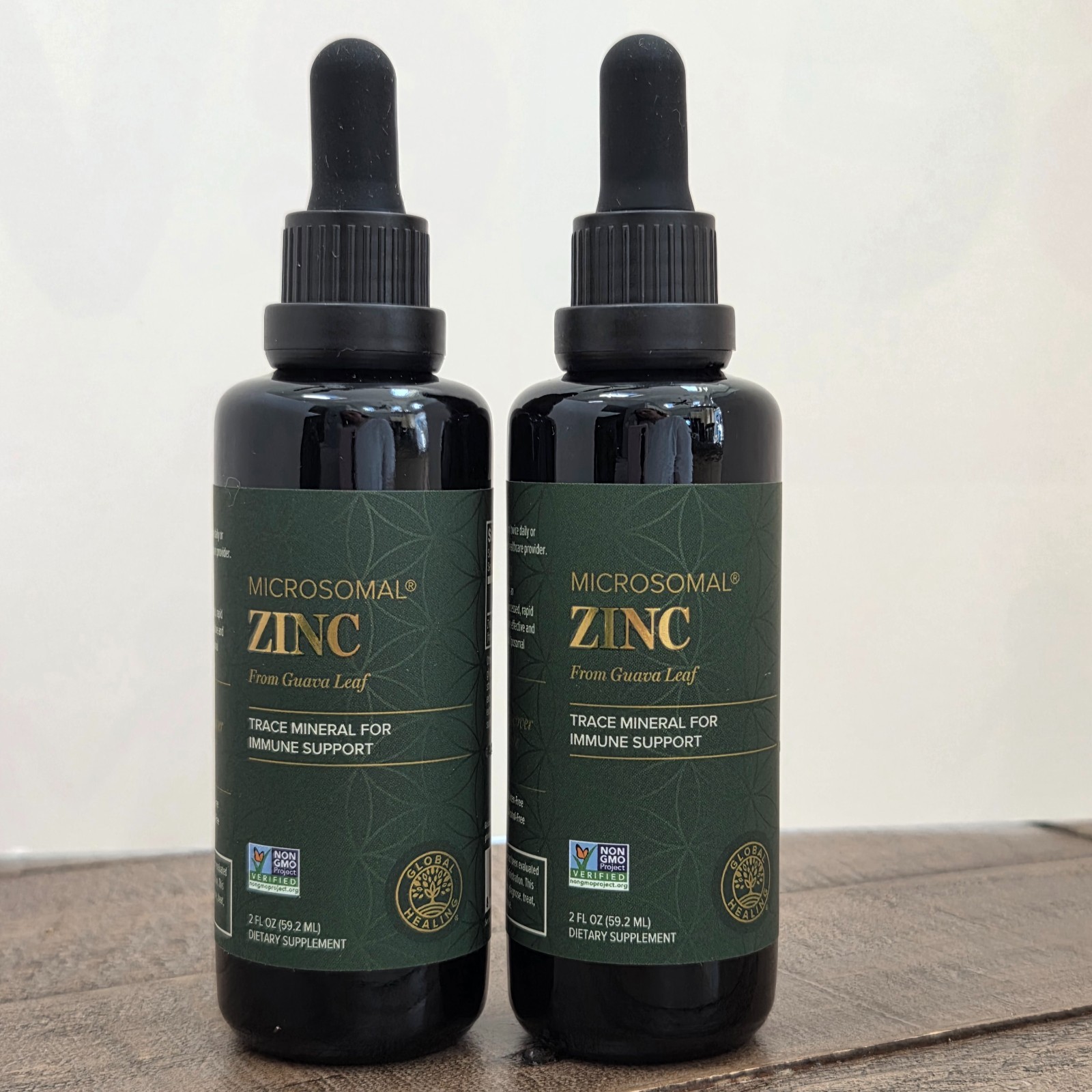 TWO PACK Global Healing Organic Zinc Liquid Pure Drops Immune & Balance, 2 oz