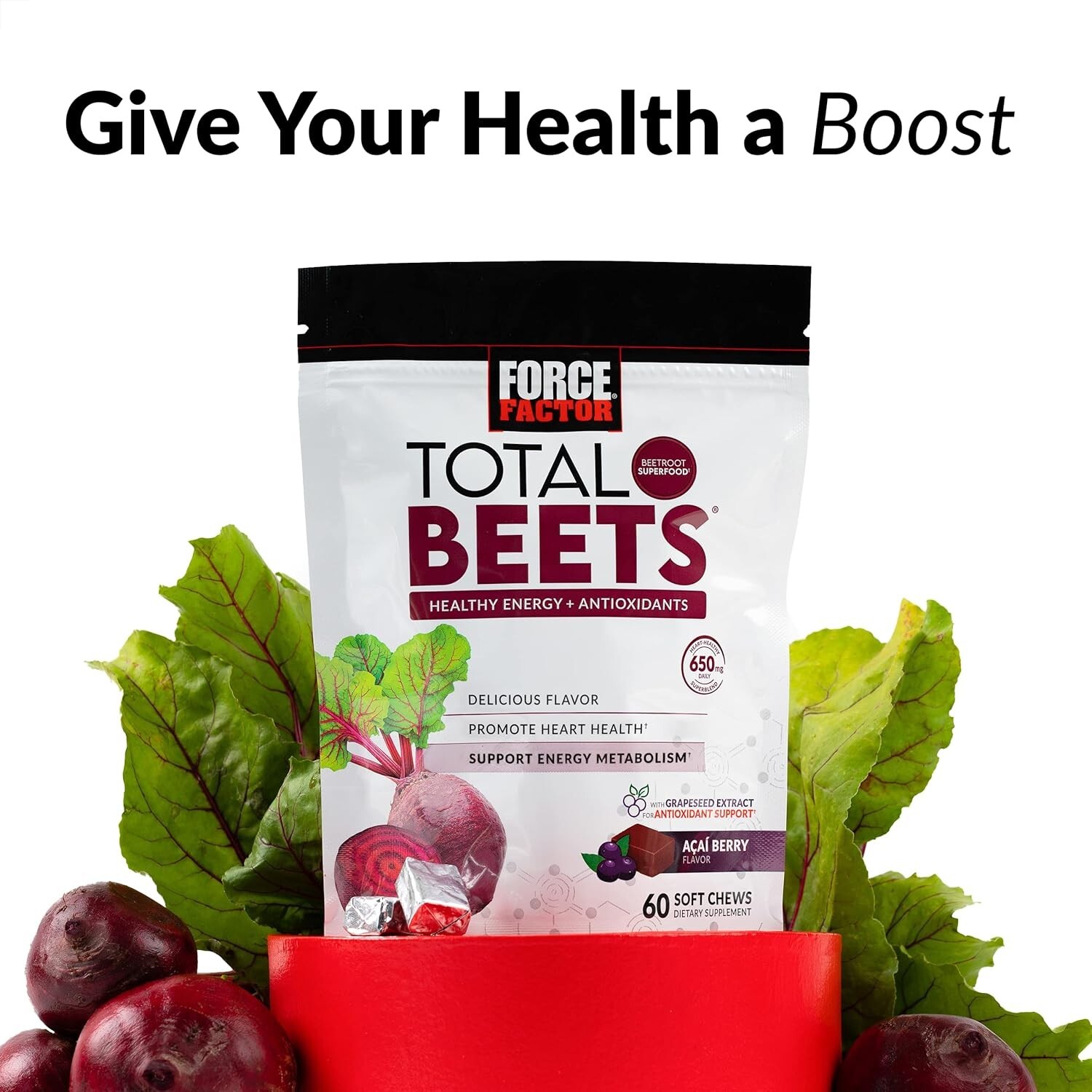 Force Factor Total Beets Blood Pressure Support, Beet Root Supplement Soft Chew