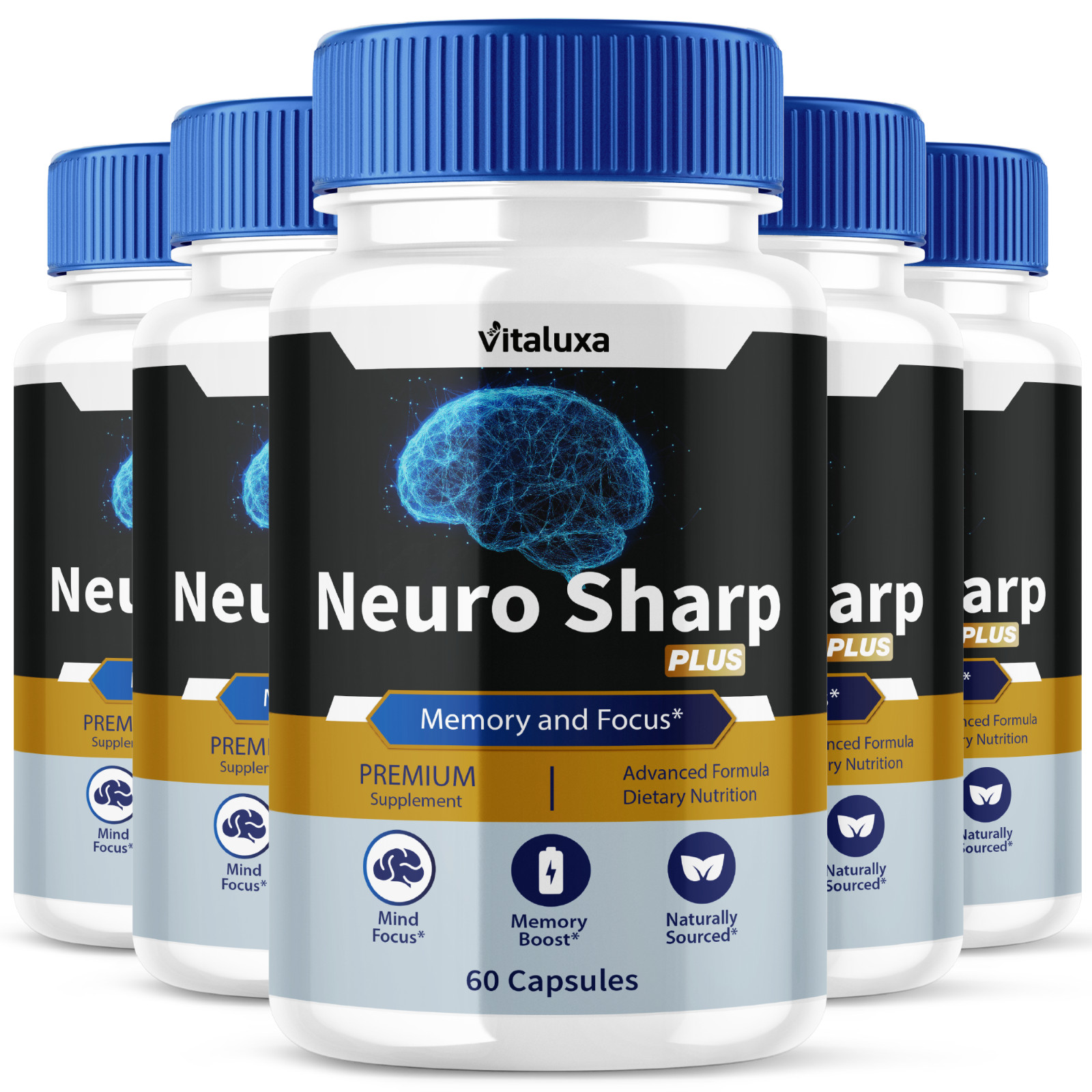 (5 Pack) Neuro Sharp Nootropic Natural Formula Brain Supplement (300 Capsules)
