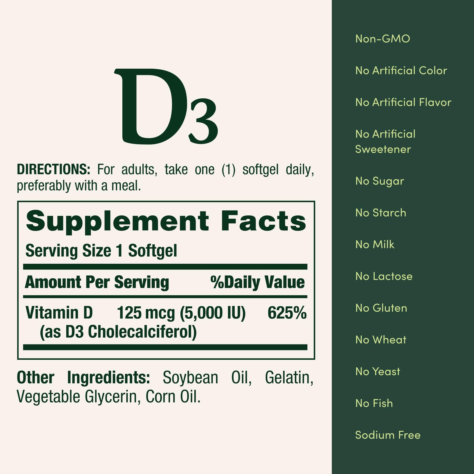 Vitamin D3 5000 IU Softgels, Rapid Release, Immune Support, 150 Ct