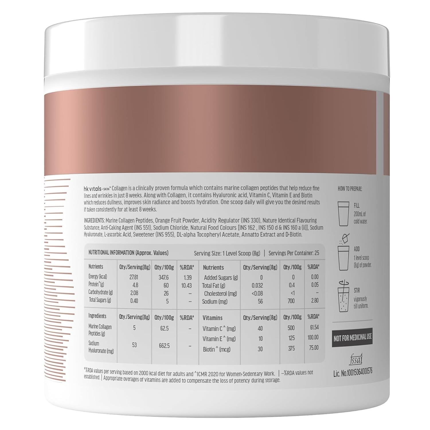 HealthKart HK Vitals Skin Radiance Collagen Powder – 200gm (Orange)