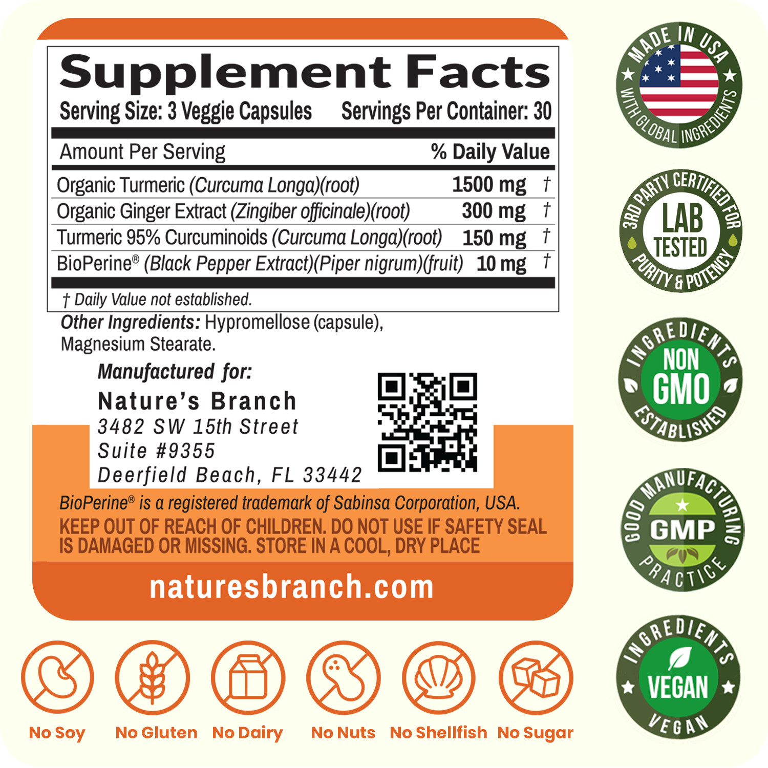 ☀ Max Strength Turmeric and Ginger With BioPerine Black Pepper | 90 Capsules