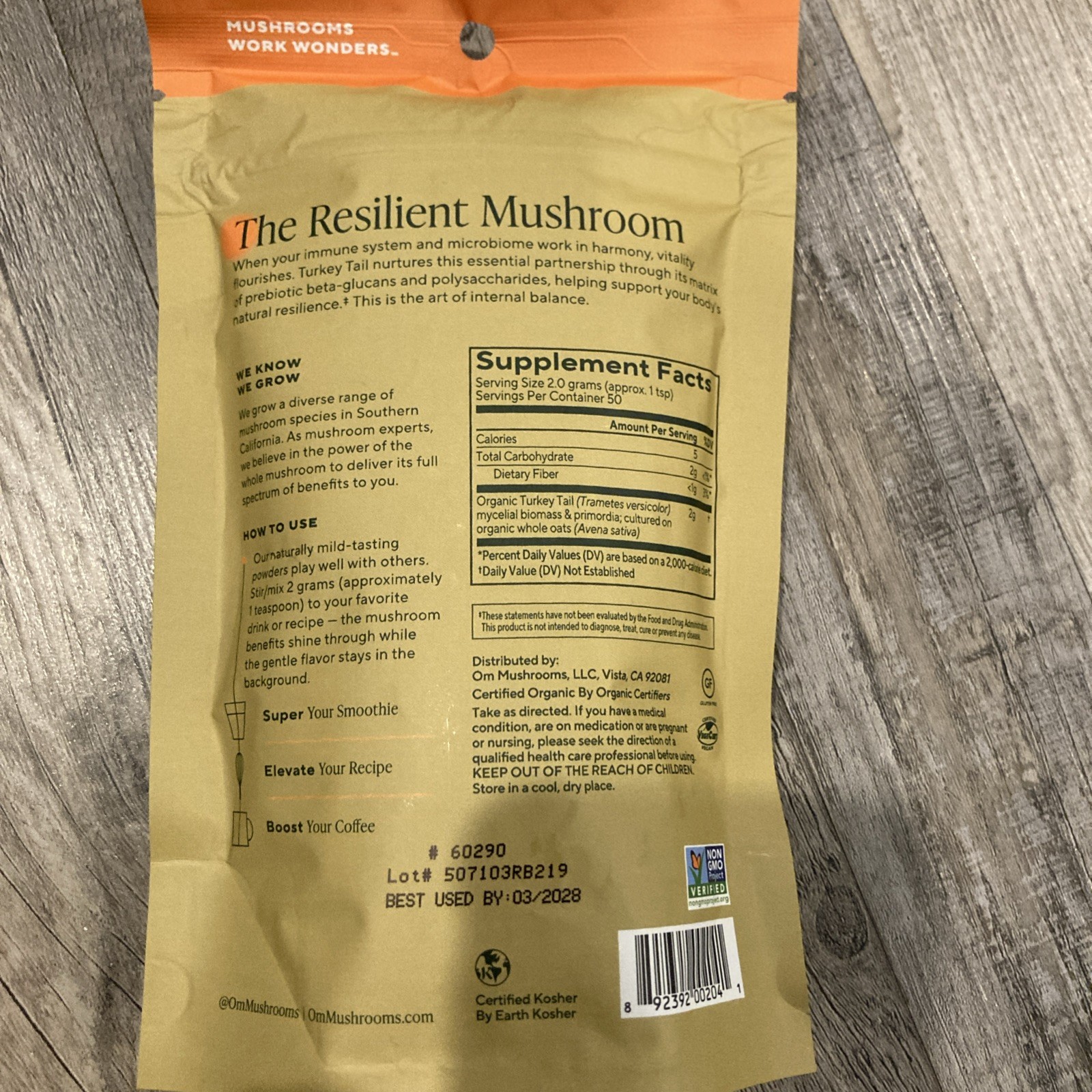 OM Mushroom Superfood Turkey Tail Certified Organic Mushroom Powder 100 grams