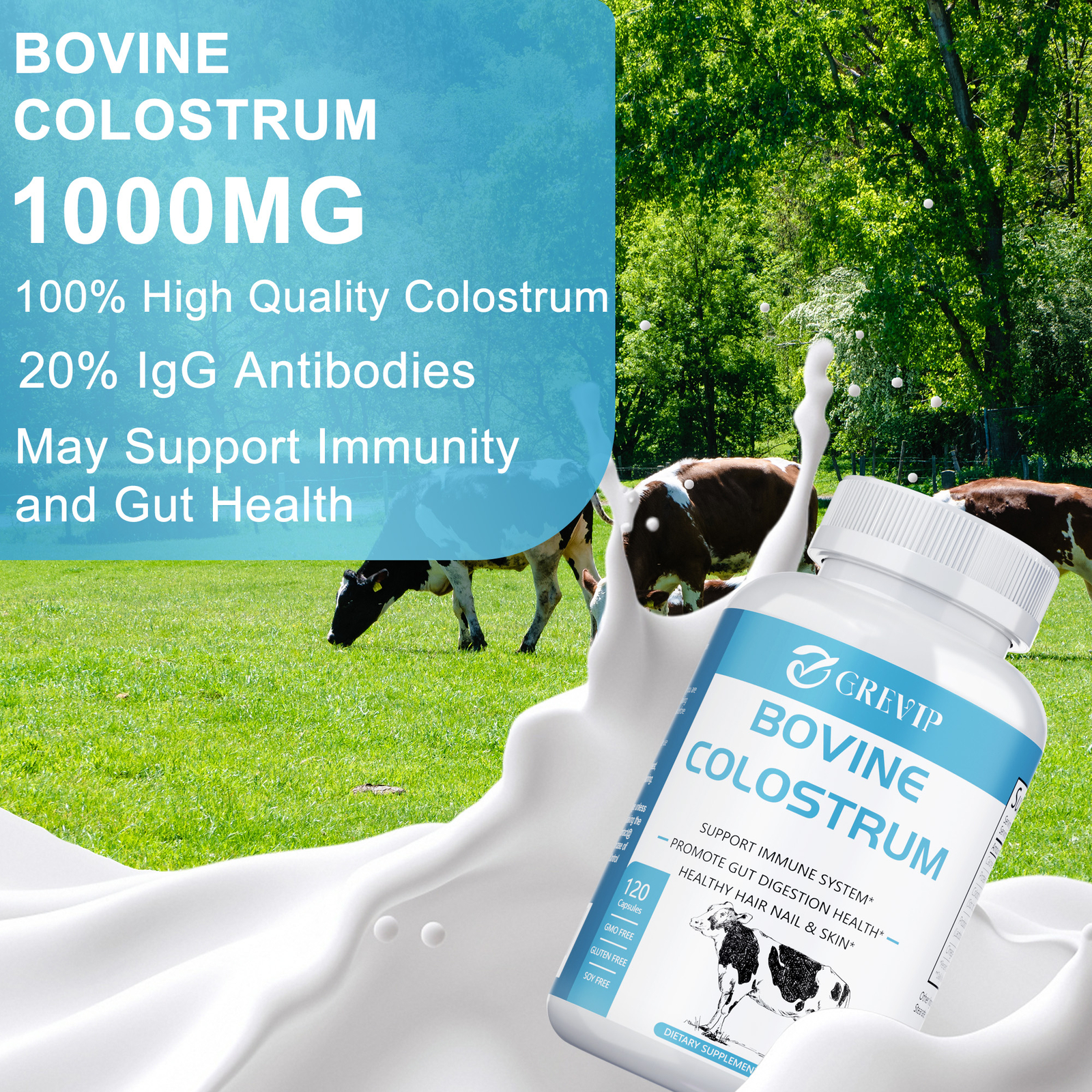 Bovine Colostrum 240pcs -Probiotic, Omega-3 -Immune Beauty Boost Support Non-GMO