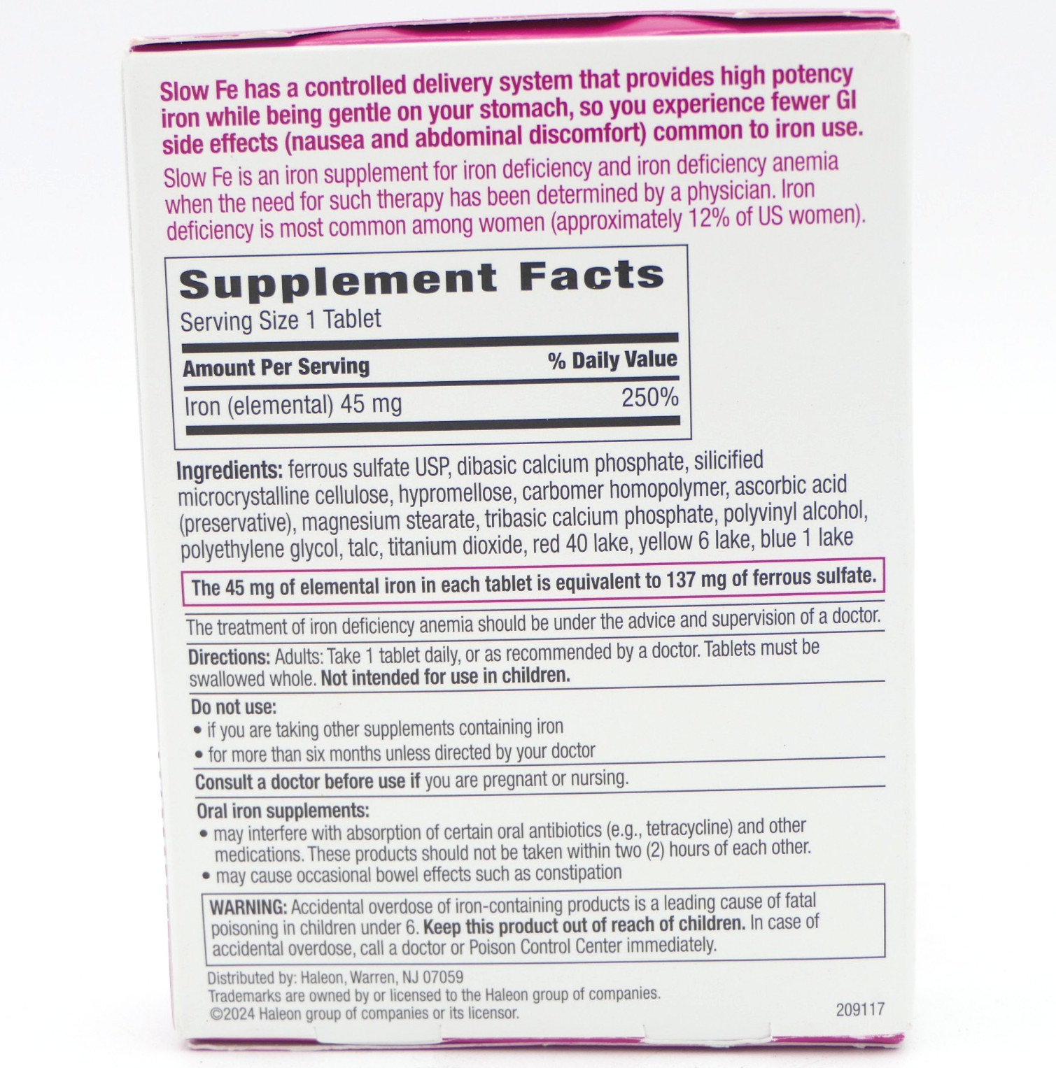 Slow Fe Slow Release Iron Supplement 30 Easy To Swallow Tablets Exp 10/27