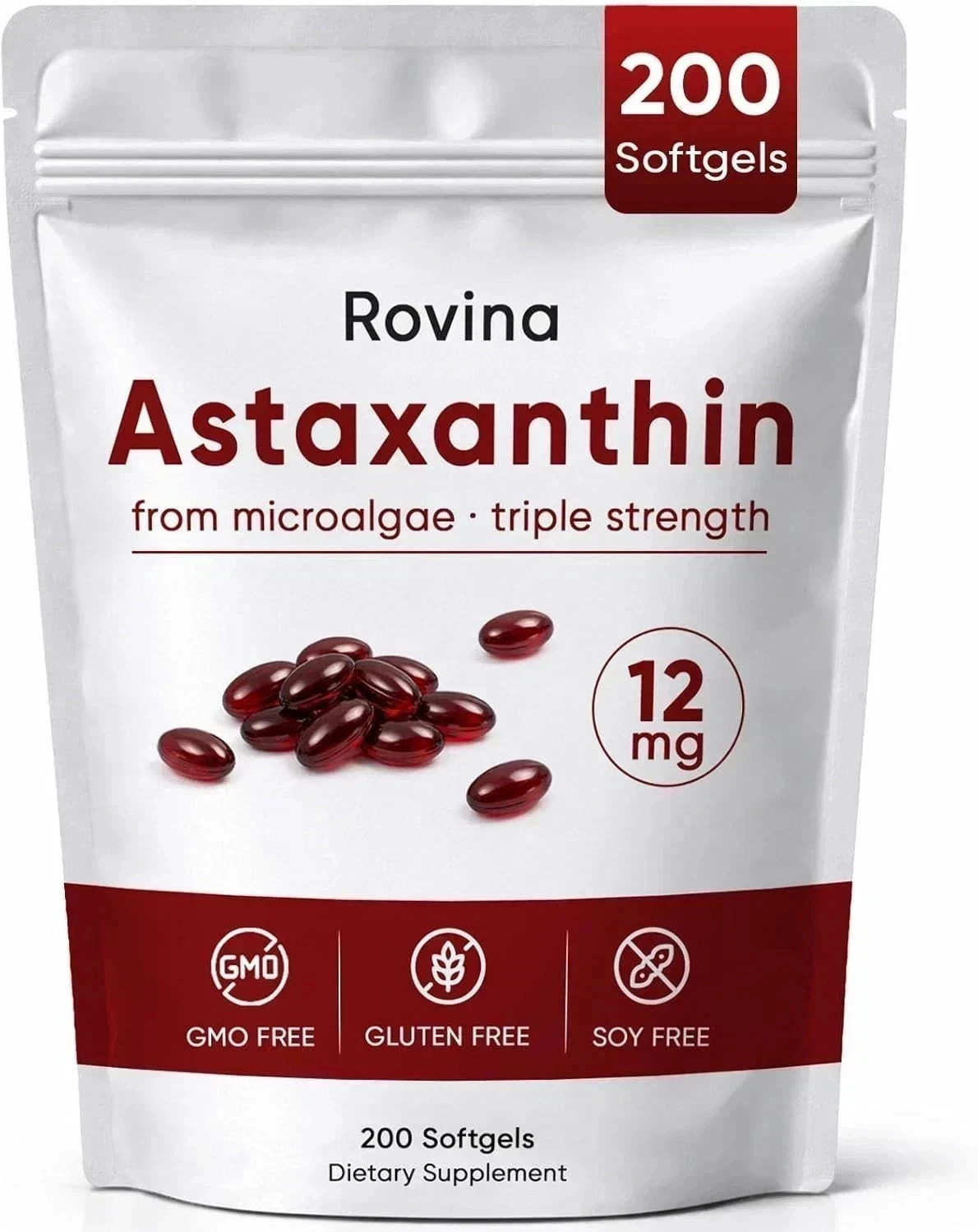Rovina Astaxanthin, Baleno Astaxanthin 12Mg Antioxidant Supplement for Daily Wel