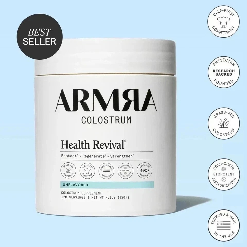 2 BOTTLES—ARMRA Colostrum Superfood Grass-Fed Immune Fitness Brain Benefits