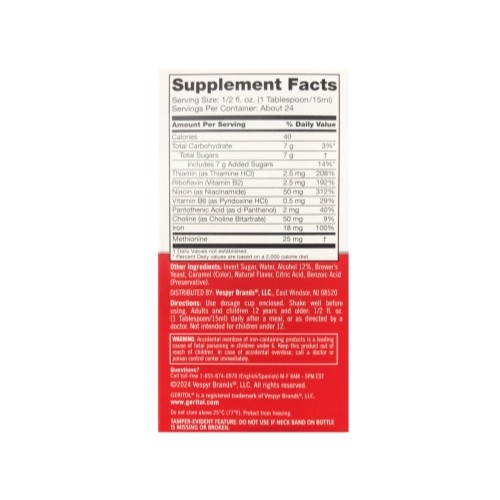 5 Pack Geritol Liquid High Potency Vitamin & Iron Supplement 12Oz Each