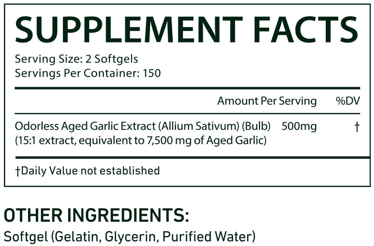 Aged Garlic Extract 7500mg Immune Support 300 Softgels Heart Health Antioxidant