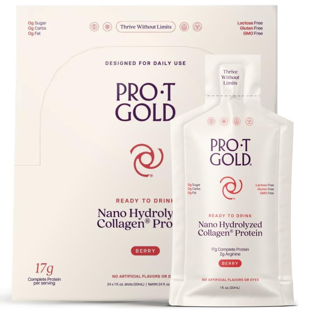 ProT Gold Liquid Collagen 17g Protein Shot Berry 24 Pack | Wound & Energy Suppor
