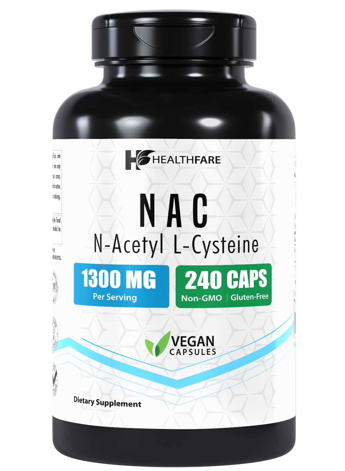 Healthfare N-Acetyl L-Cysteine (NAC) 1300mg | 240 Capsules Max Strength Veg Caps