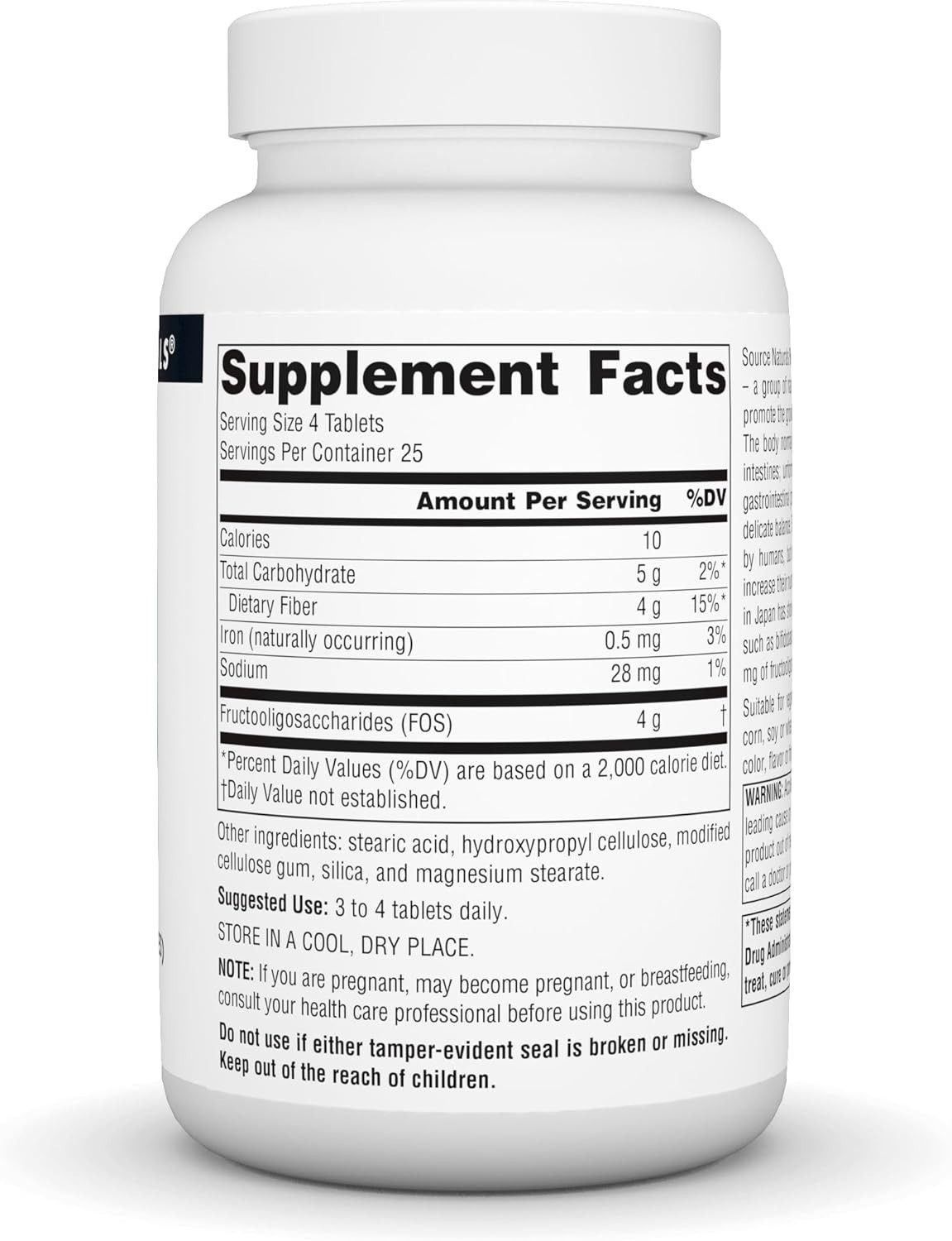 Source Naturals FOS 1000 mg Fructooligosaccharides Probiotic Enhancer 100 Tabs
