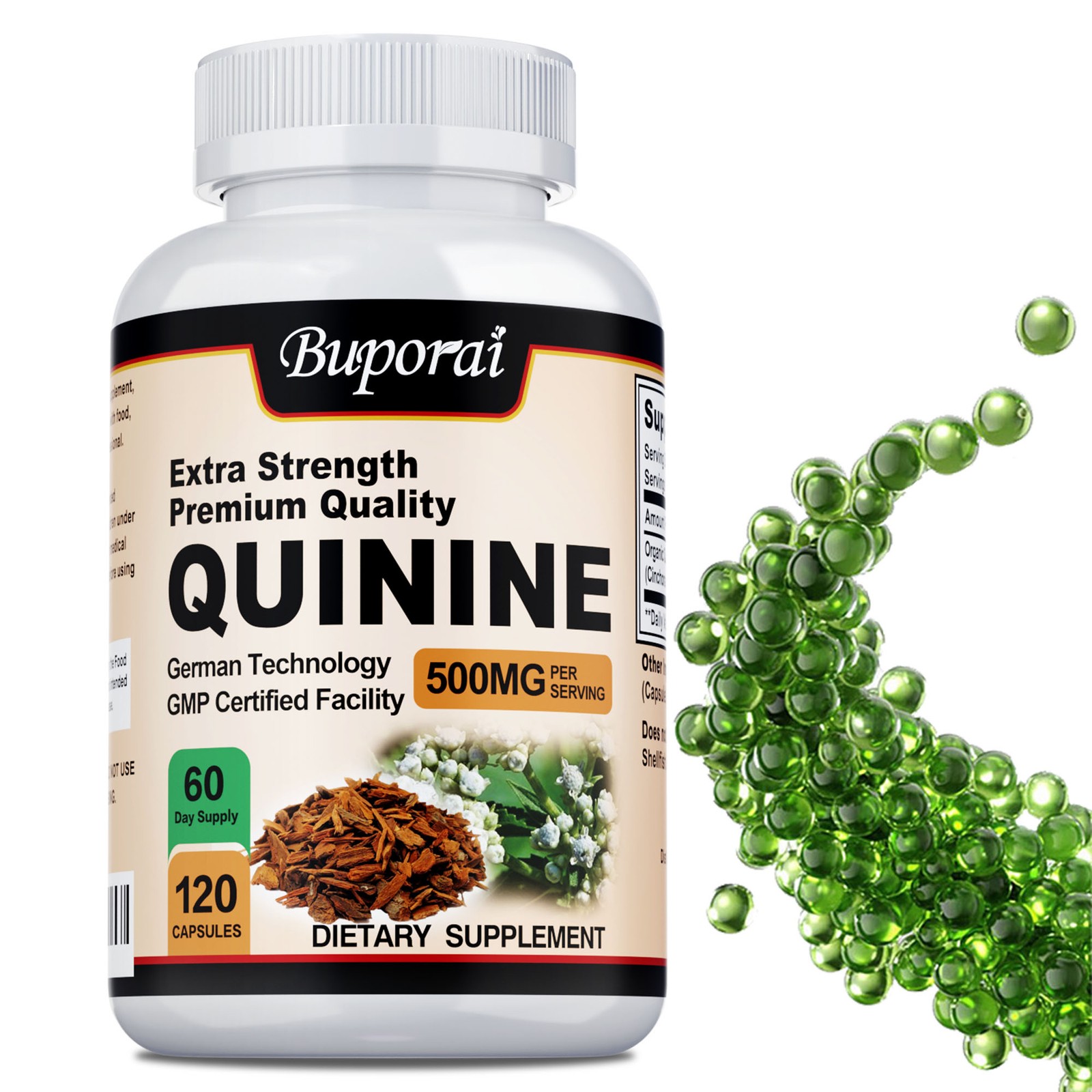 Quinine Capsules 500mg – Relieve Leg Cramps, Digestive Support, Immune Support