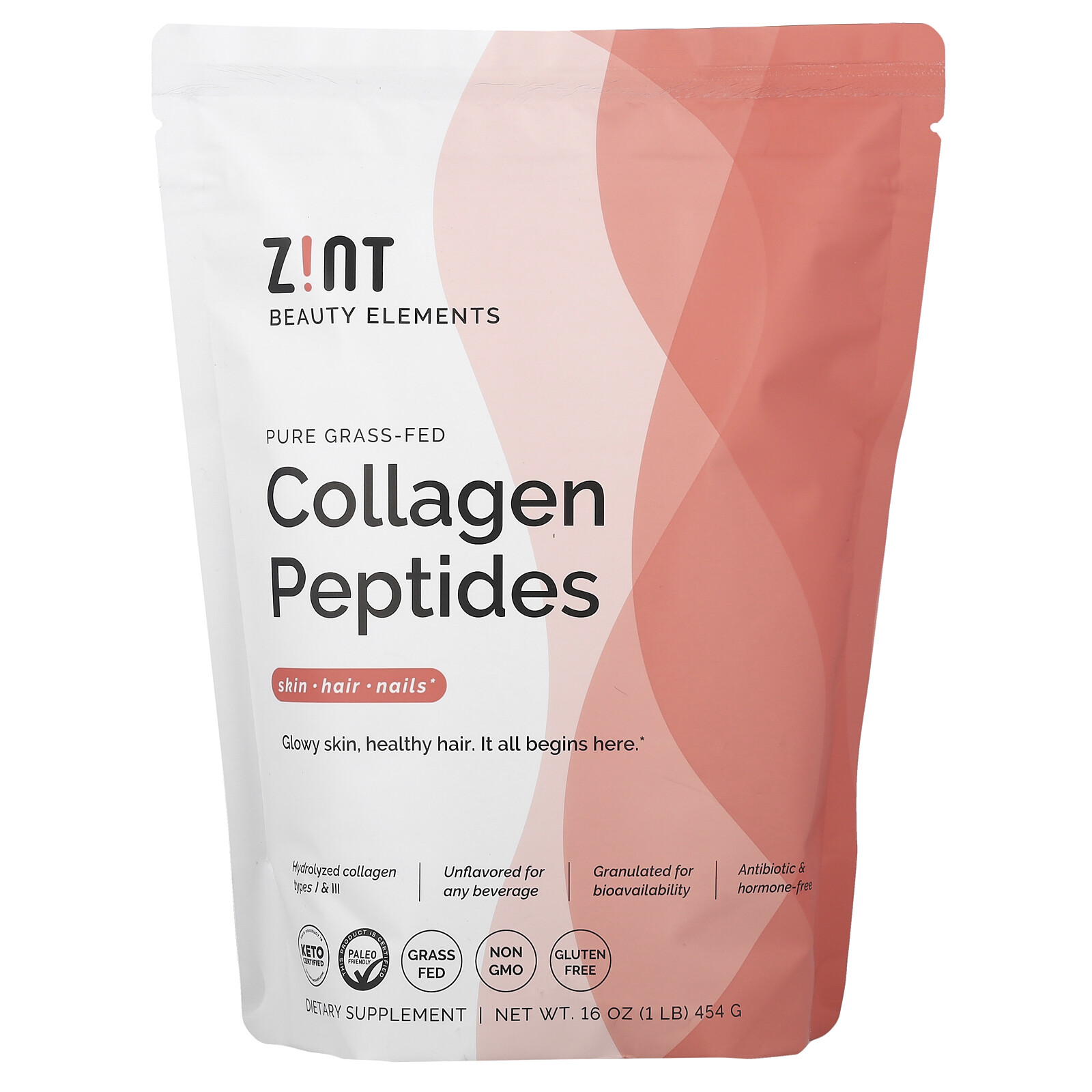 Zint Collagen Hydrolysate Pure Protein 16 oz 454 g Dairy-Free, Gluten-Free,