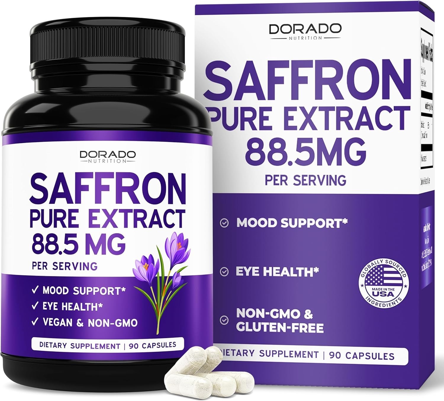 Saffron Supplements, 3 Month Supply, Pure 88.5Mg Saffron Extract for Women & Men