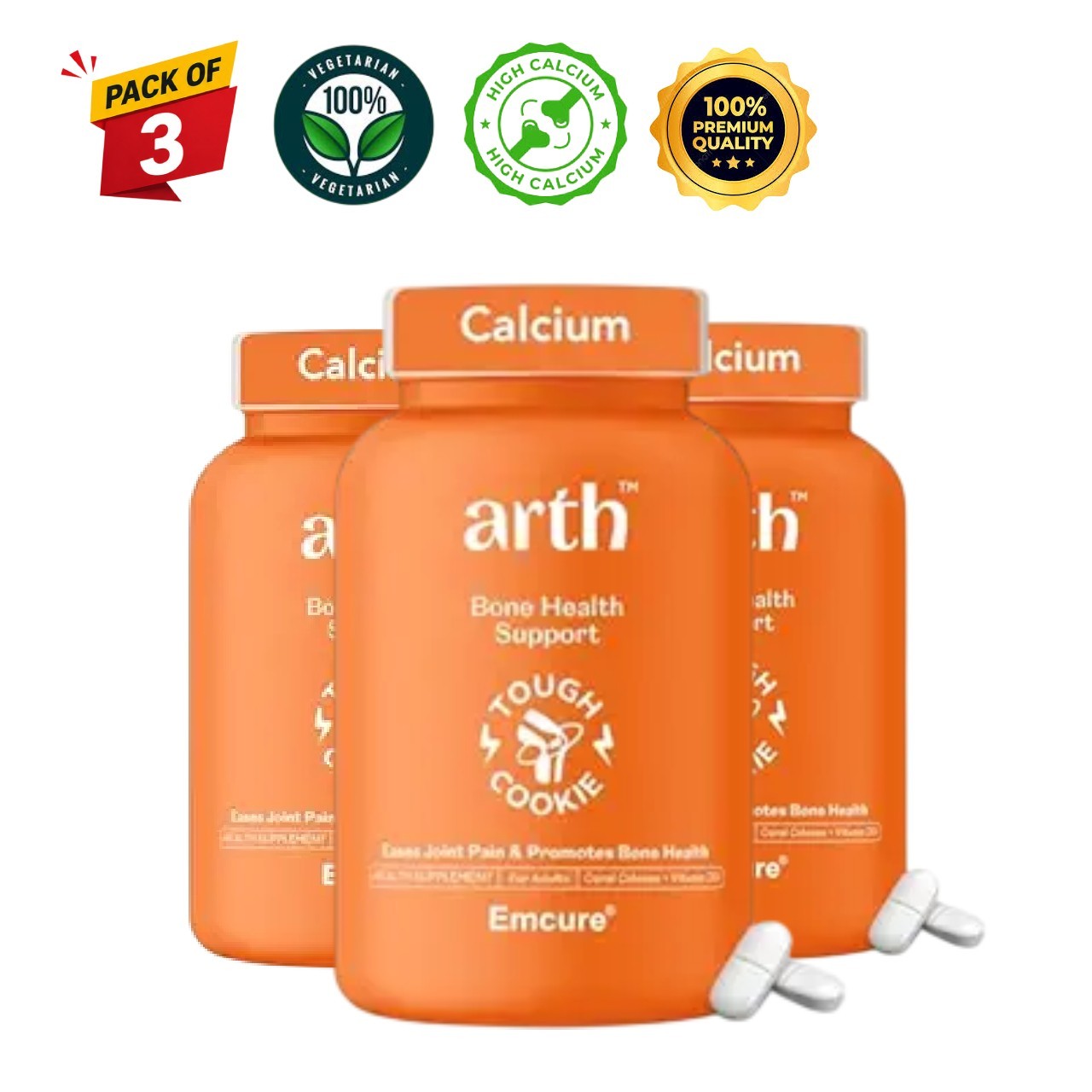 ARTH Coral Calcium D3 60 Tabs Pack of 3 Bone Support