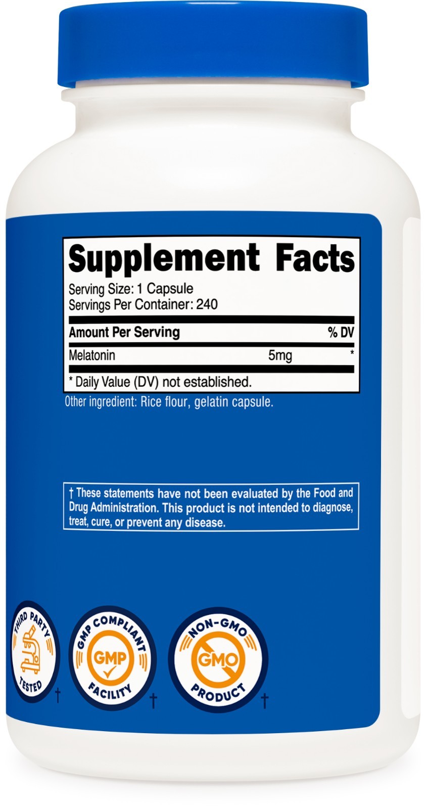 Nutricost Melatonin 5mg, 240 Capsules – 5mg Per Serving, Non-GMO, Gluten Free