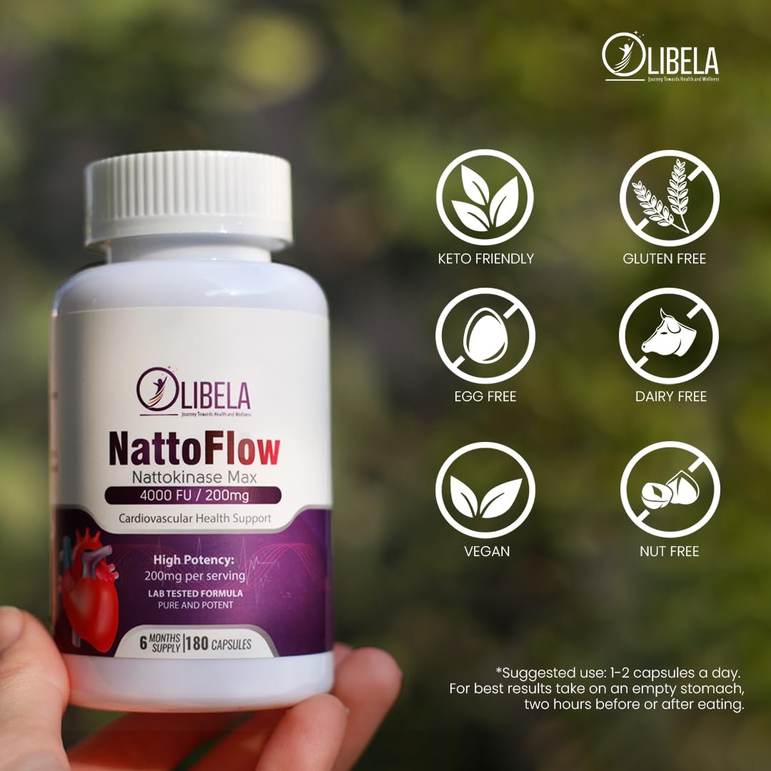 OLIBELA Nattokinase 4,000 FU 180 Capsules 180 Count (Pack of 1), Neutral