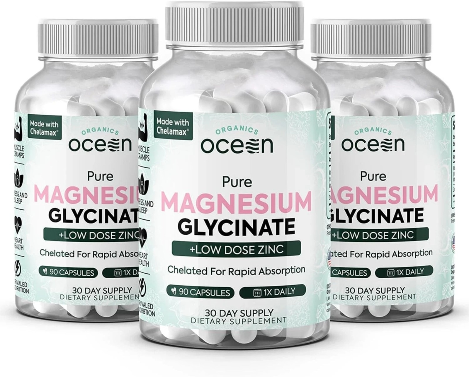 Organics Ocean Pure Magnesium Glycinate for Women and Men ULES SEALED