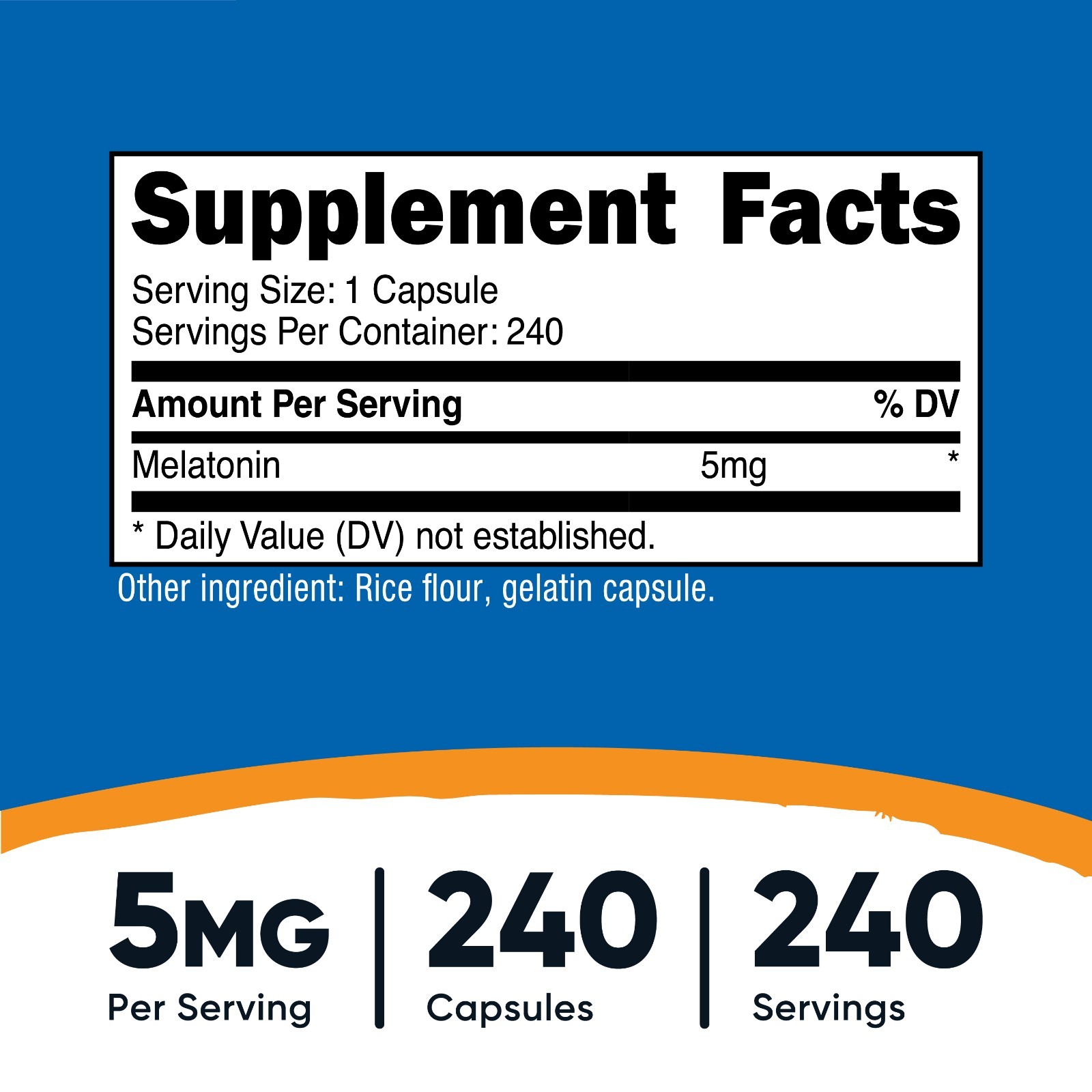 Nutricost Melatonin 5mg, 240 Capsules – 5mg Per Serving, Non-GMO, Gluten Free