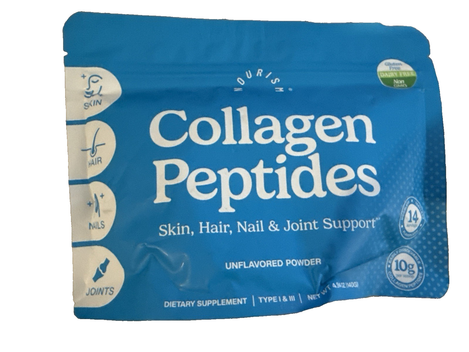 Collagen Peptides Powder Unisex Hydrolyzed Types I & III 14 Serving EXP 8/28 NEW