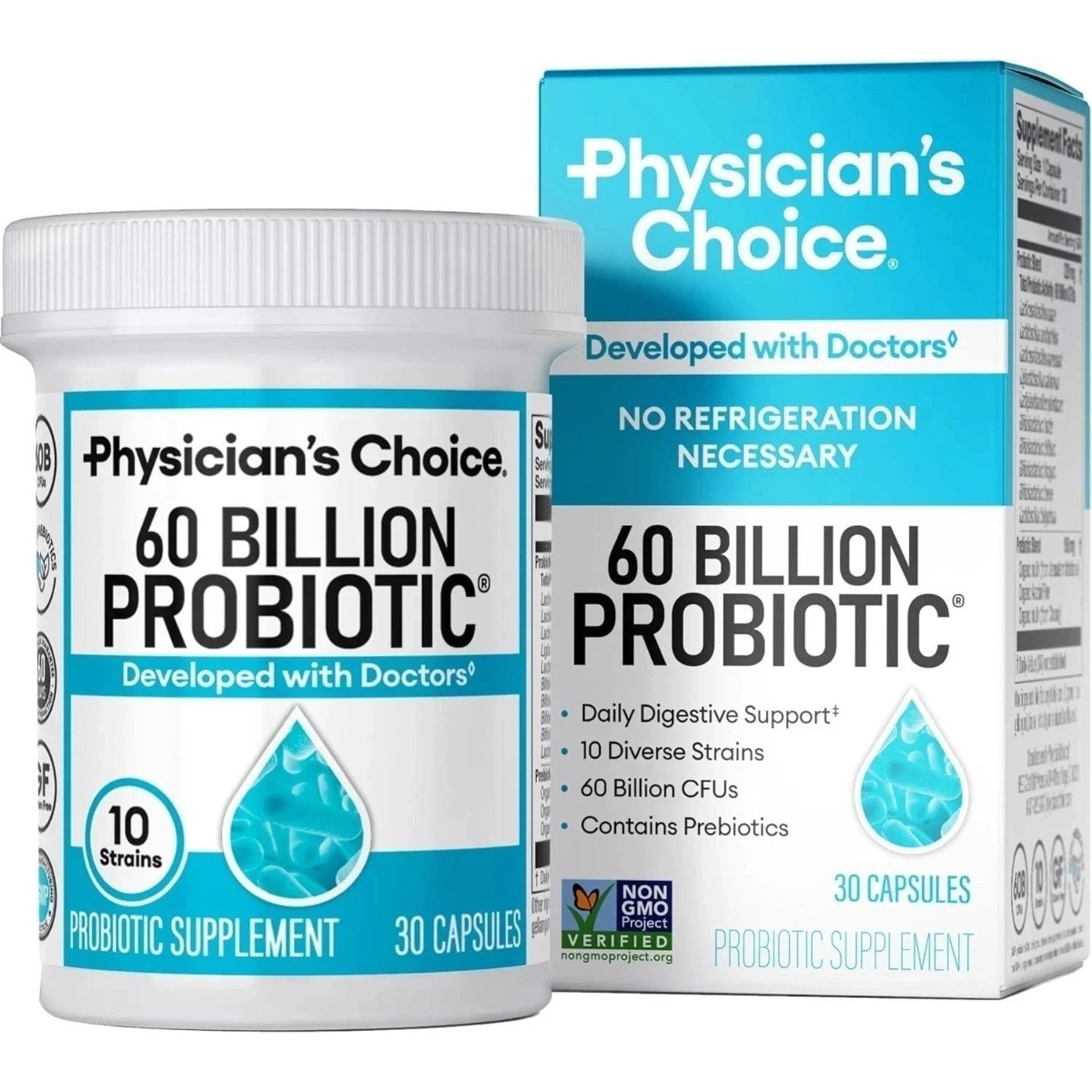 Physician’s Choice 60B Probiotic–10 Strains,Prebiotics for Gut & Immune Health
