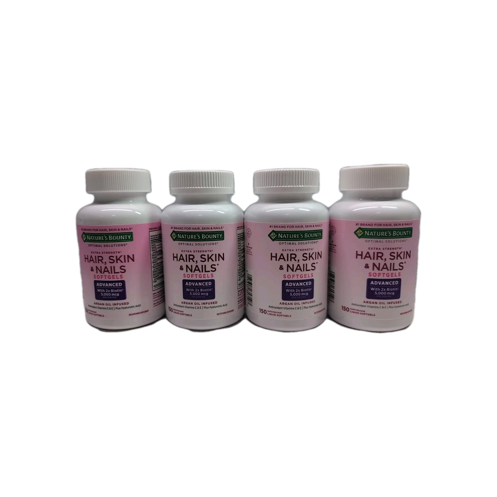 4 Hair Skin & Nails Collagen 2 x Biotin Argan-Infused 150 Softgels Each 05/2026+