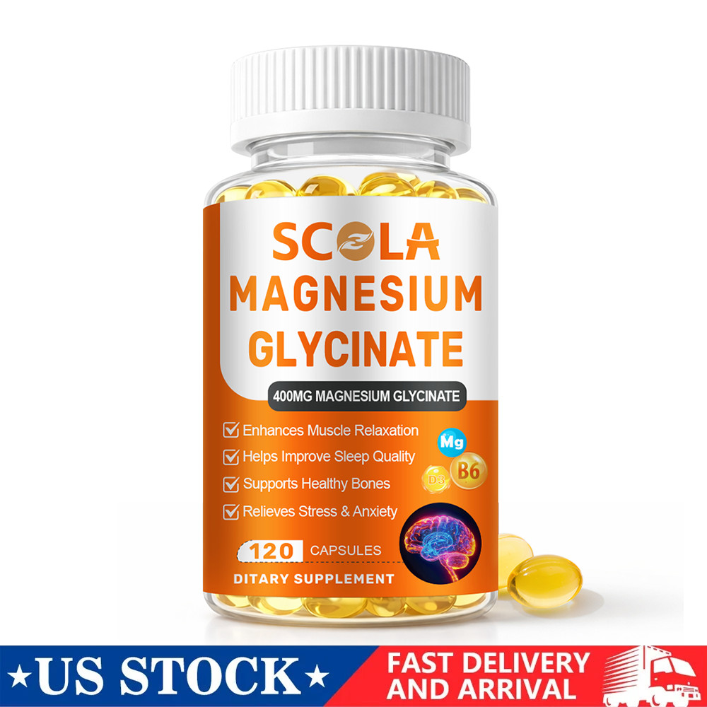 Magnesium Glycinate 400mg 120 Softgels High Absorption Supplement Vegetarian