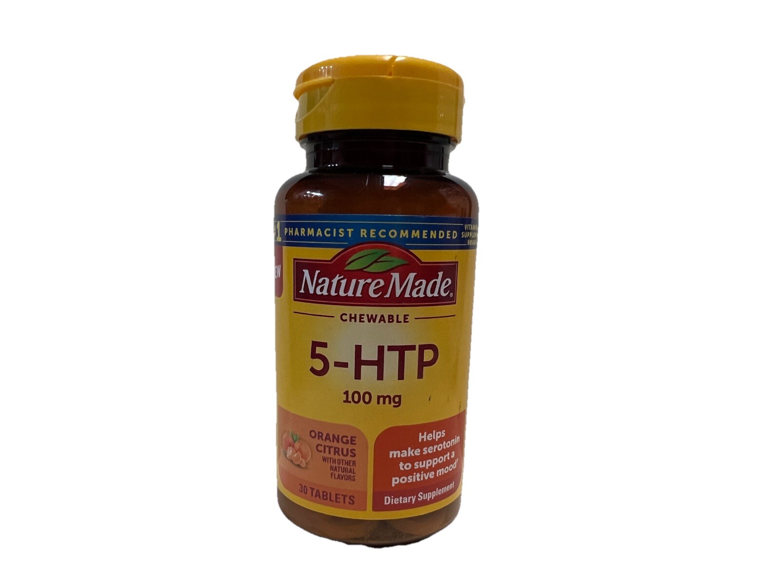 Nature Made 5-HTP Chewable -Orange Citrus 100mg 30 Tablets -New- EXP 01/2025