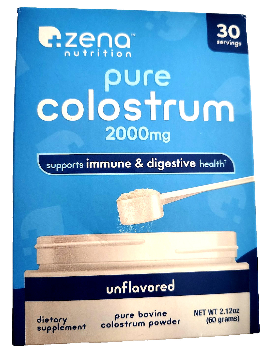 Zena Nutrition Pure Colostrum Powder 2000Mg 30 Servings Exp 02/28