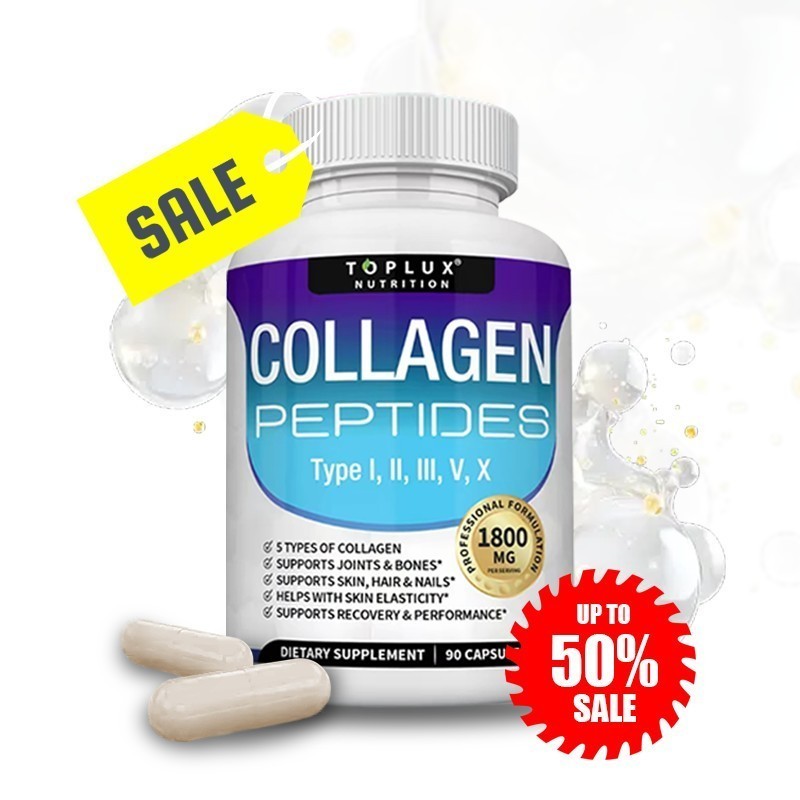 NEW Premium Collagen Peptides 1800 MG Hydrolyzed Anti-Aging – Types I,II,III,V,X