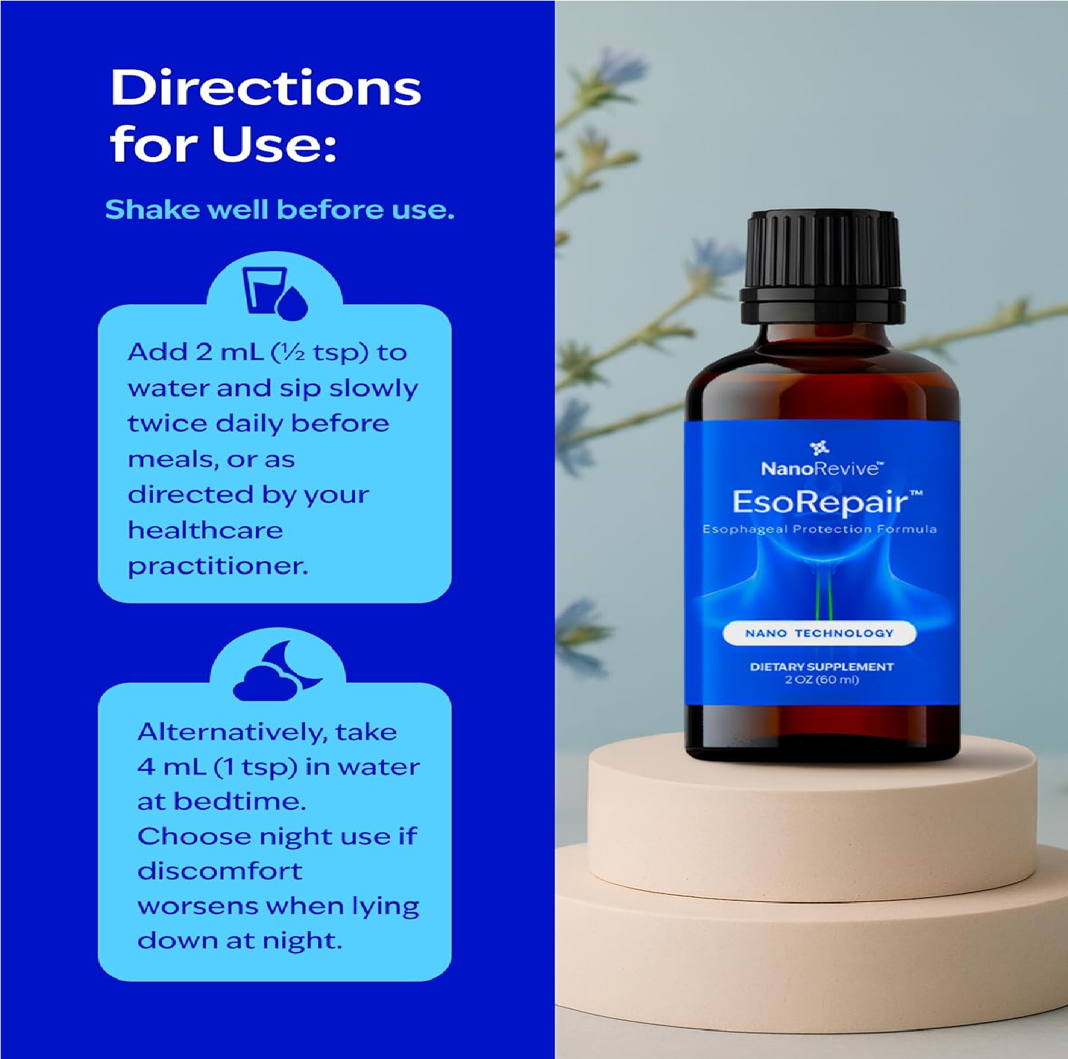 EsoRepair Nano Esophageal Health Supplements for Men & 2 Fl Oz (Pack of 1)
