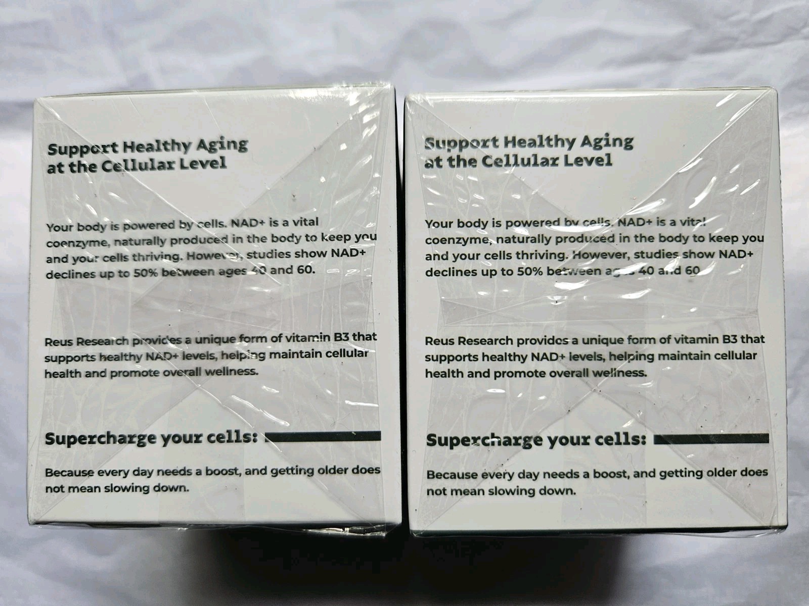 2 PACK Reus Research NAD+ Nicotinamide Riboside Resveratrol AntiAging Supplement
