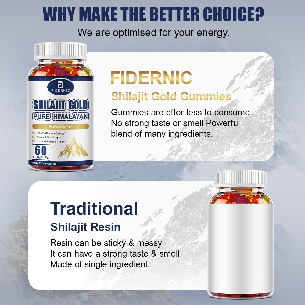 FIDERNIC Pure Himalayan Shilajit Gold Gummies 60 Count Max Strength