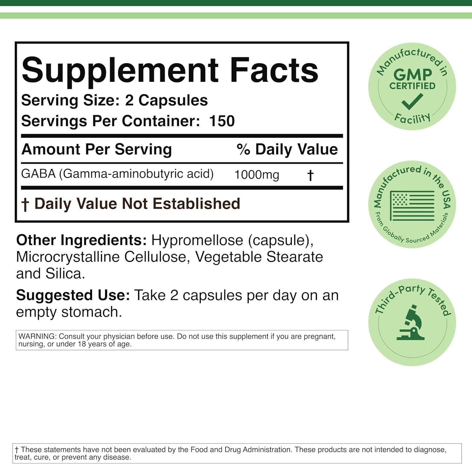 GABA Supplement (300 Capsules, 1,000mg per 300 Count (Pack of 1), Red