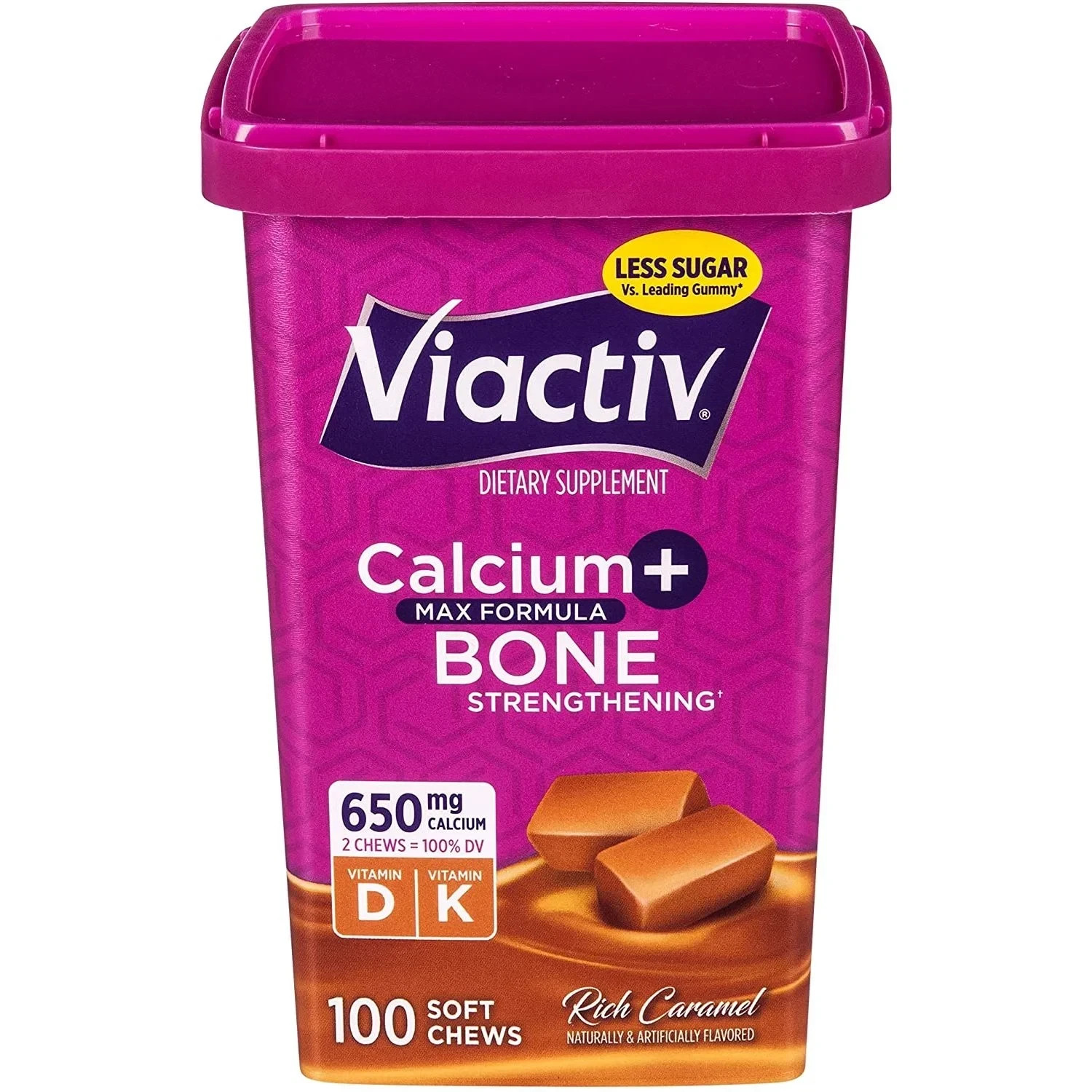 Viactiv Calcium + Vitamin D3 Supplement Soft Chews, Caramel,Calcium 100 Count
