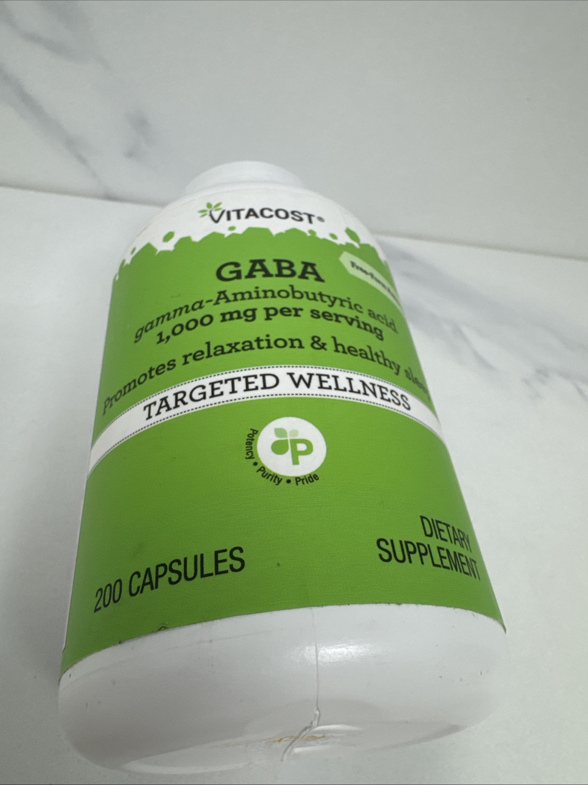 Vitacost GABA Gamma Aminobutyric Acid 1000 mg 200 Capsules Exp 04/2028 Sealed