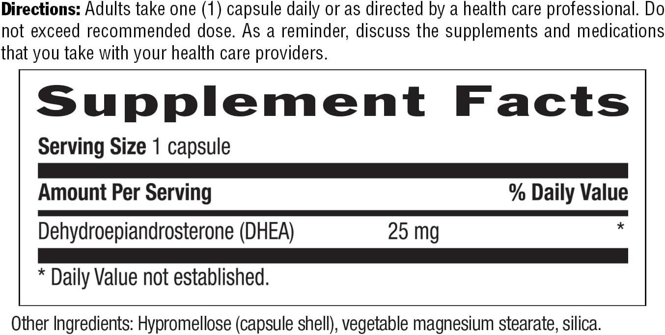 DHEA 25mg Capsules – 90 Count for Hormonal Balance & Energy Management