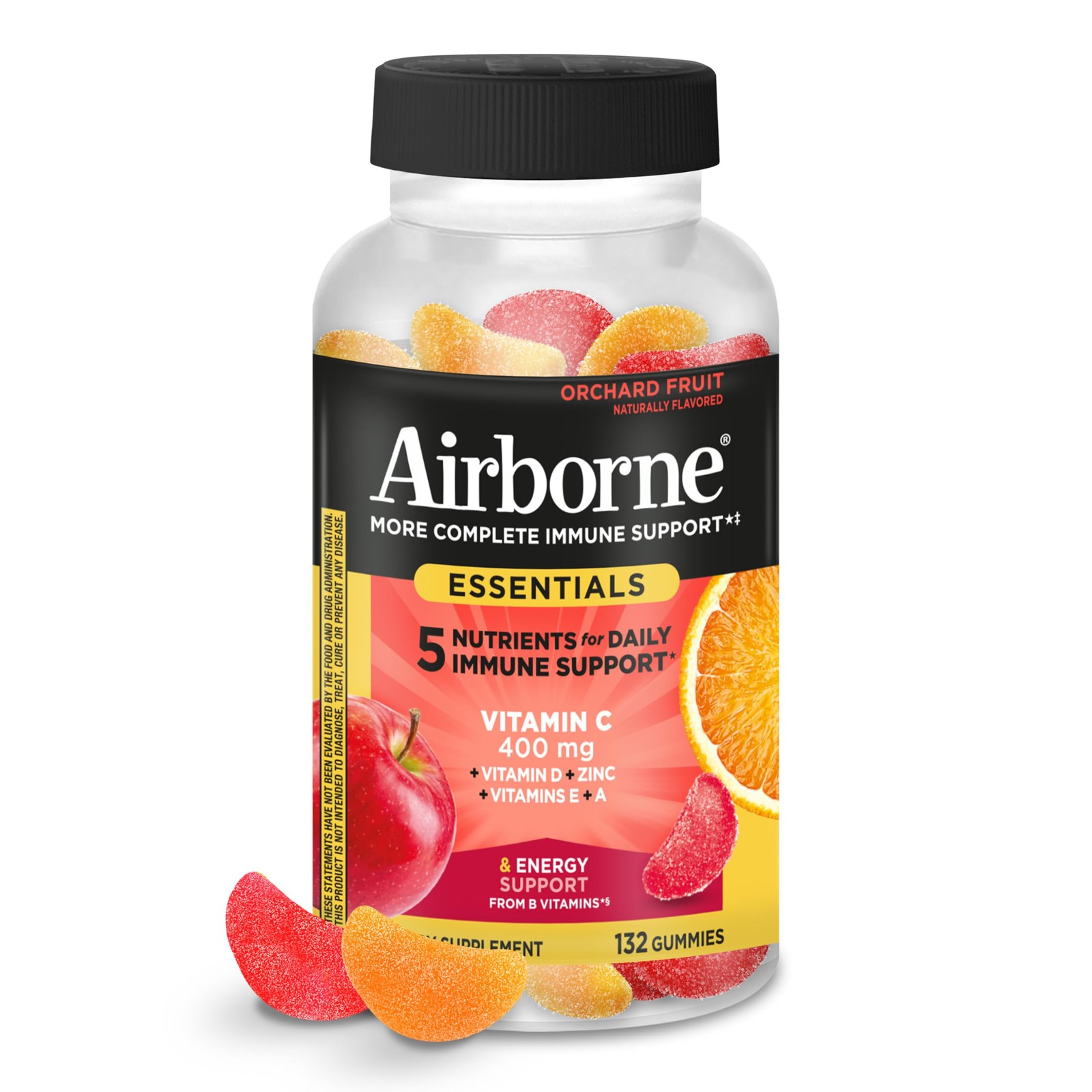 Airborne Immune Essentials 132 Count (Pack of 1), Orchard Fruit Flavor