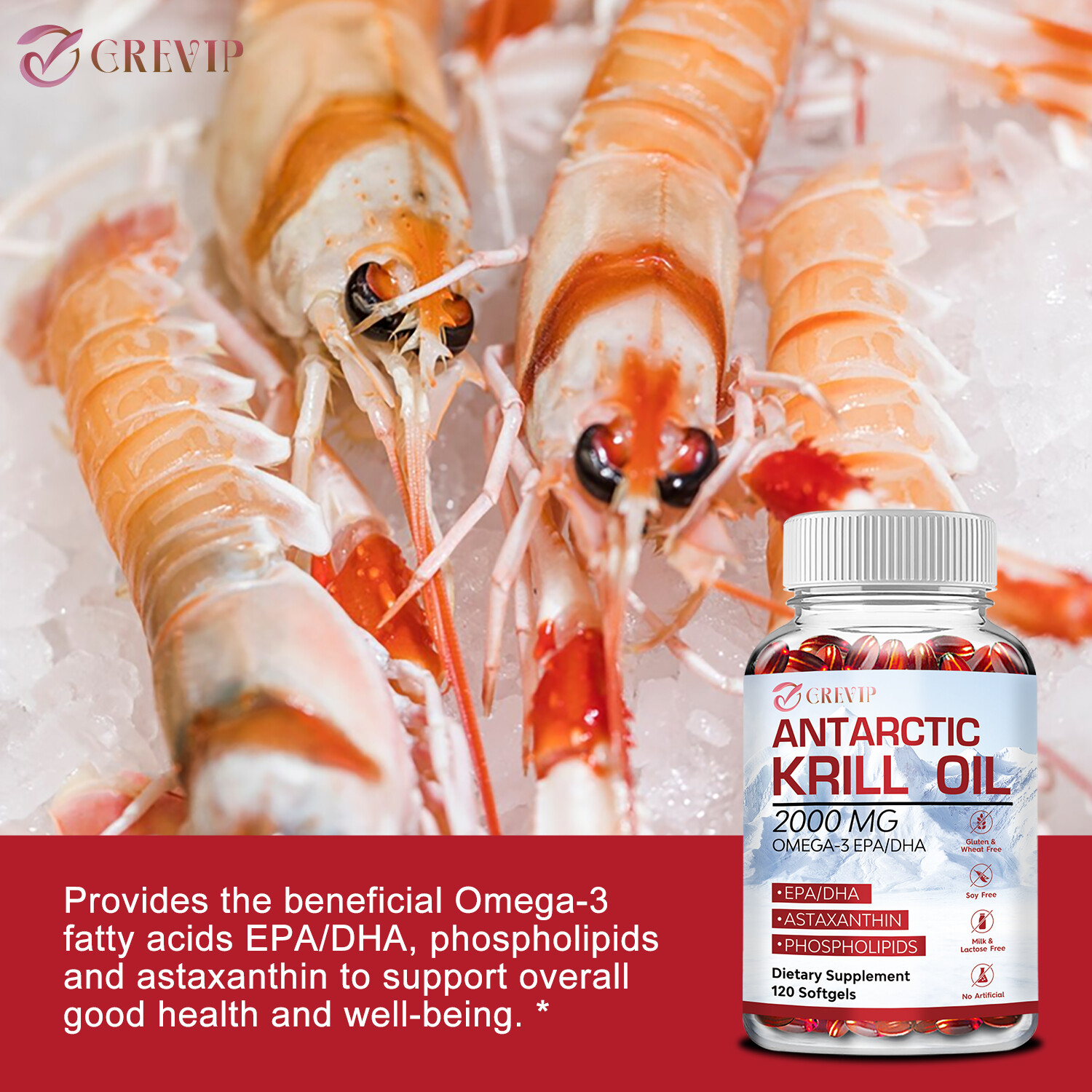 Antarctic Krill Oil -Brain Health,Anti-Aging,Improve Cardiovascular,Joint Health