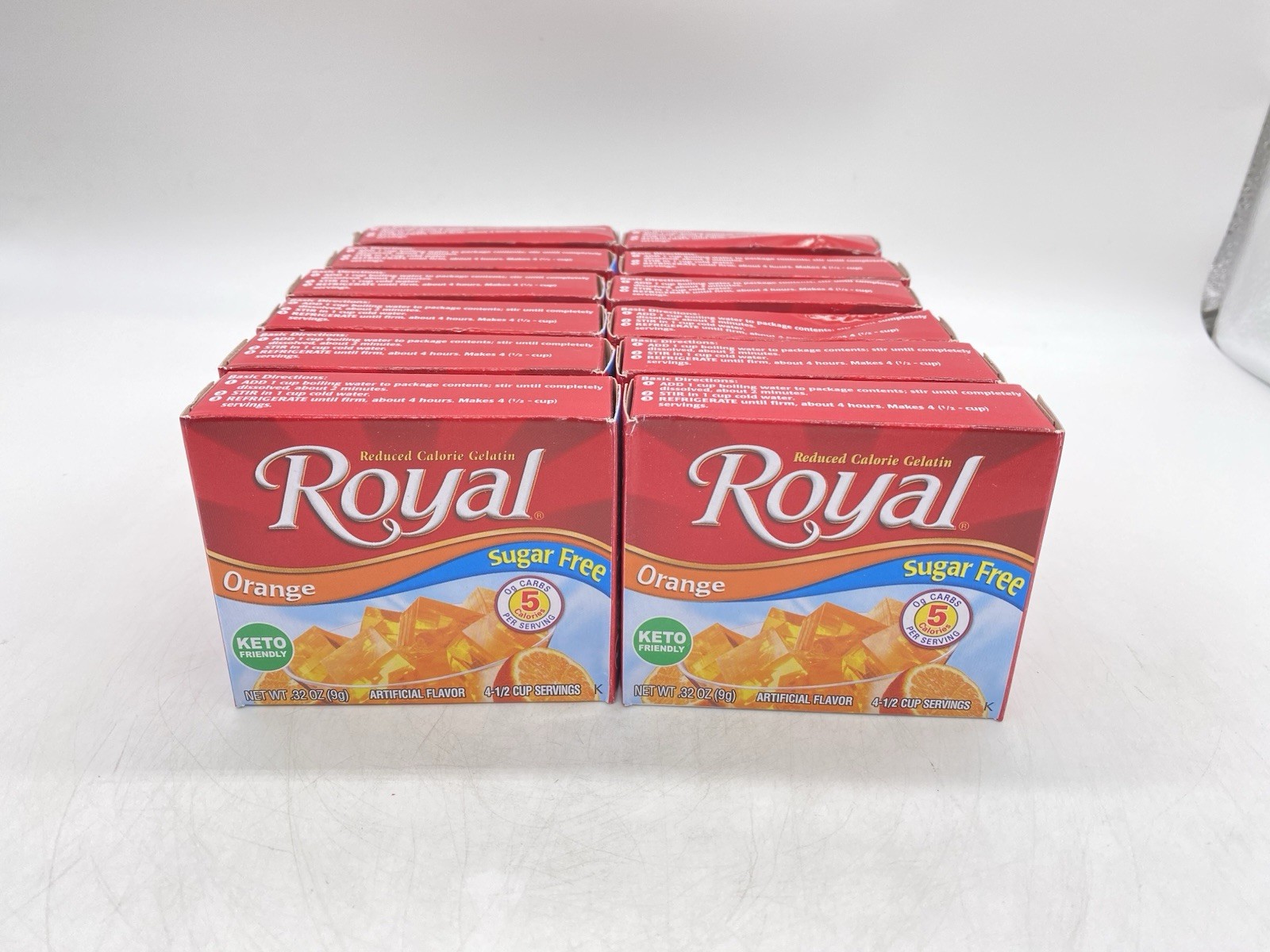 Royal Gelatin Sugar Free ORANGE Flavor Pack of 12 Boxes