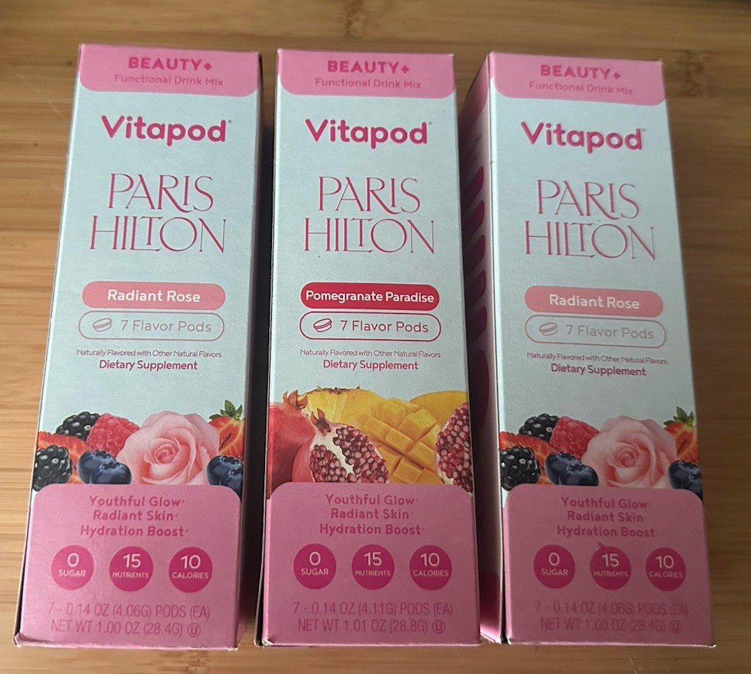 3 New VITAPOD Paris Hilton Refill Boxes Radiant Rose Paradise 21 Total Pods