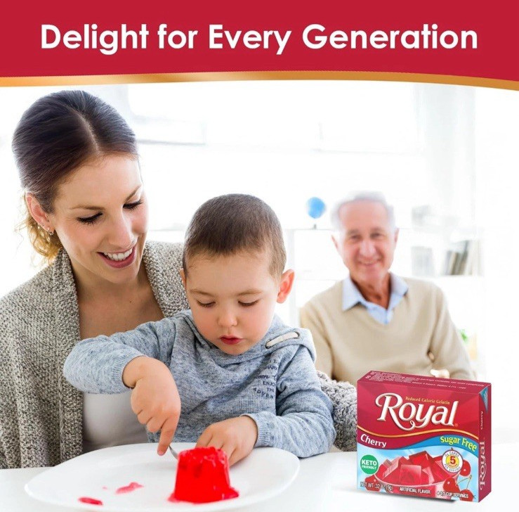 Royal Gelatin Sugar Free ORANGE Flavor Pack of 12 Boxes