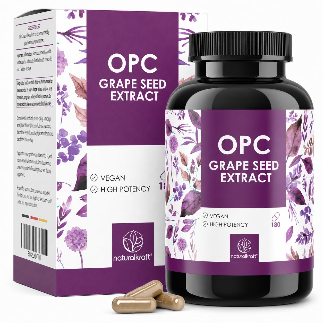OPC Grape Seed Extract 1250mg 180 Vegan Capsules