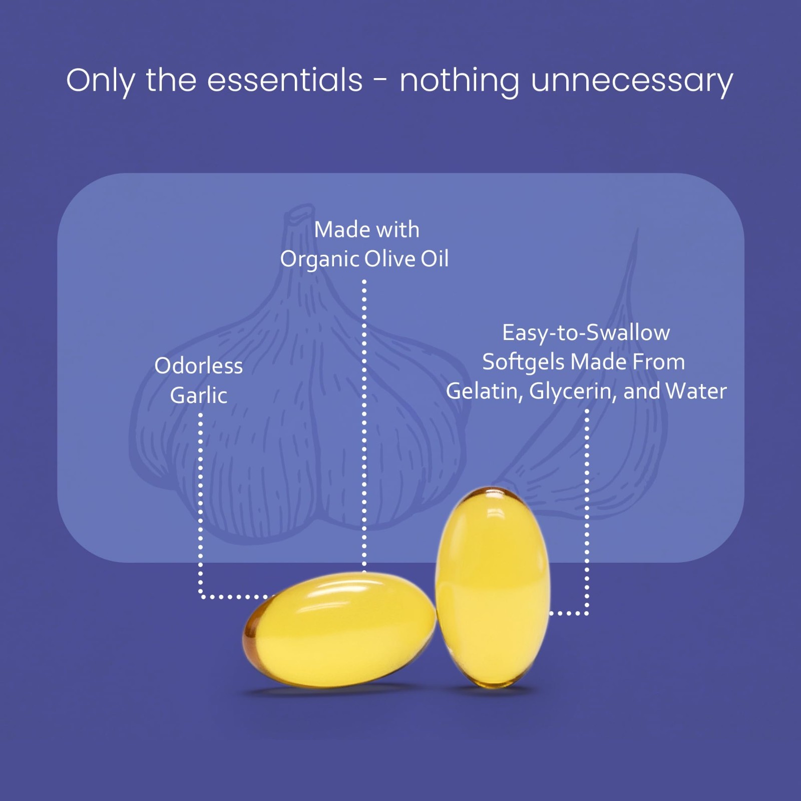 Odorless Garlic Extract 100:1 with Olive Oil – 150 Softgels, Non-GMO, Gluten-Fre