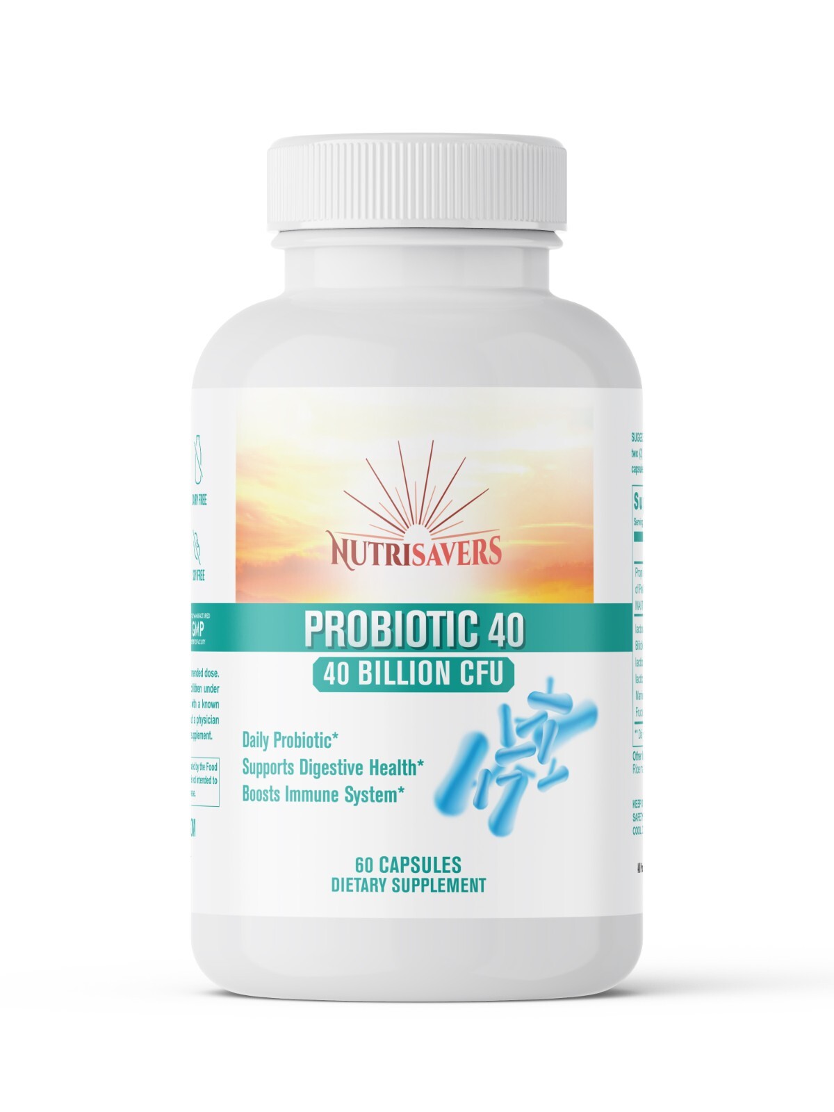 Probiotic Digestion Support 40 Billion CFU Body Defense 60 Vegan Caps