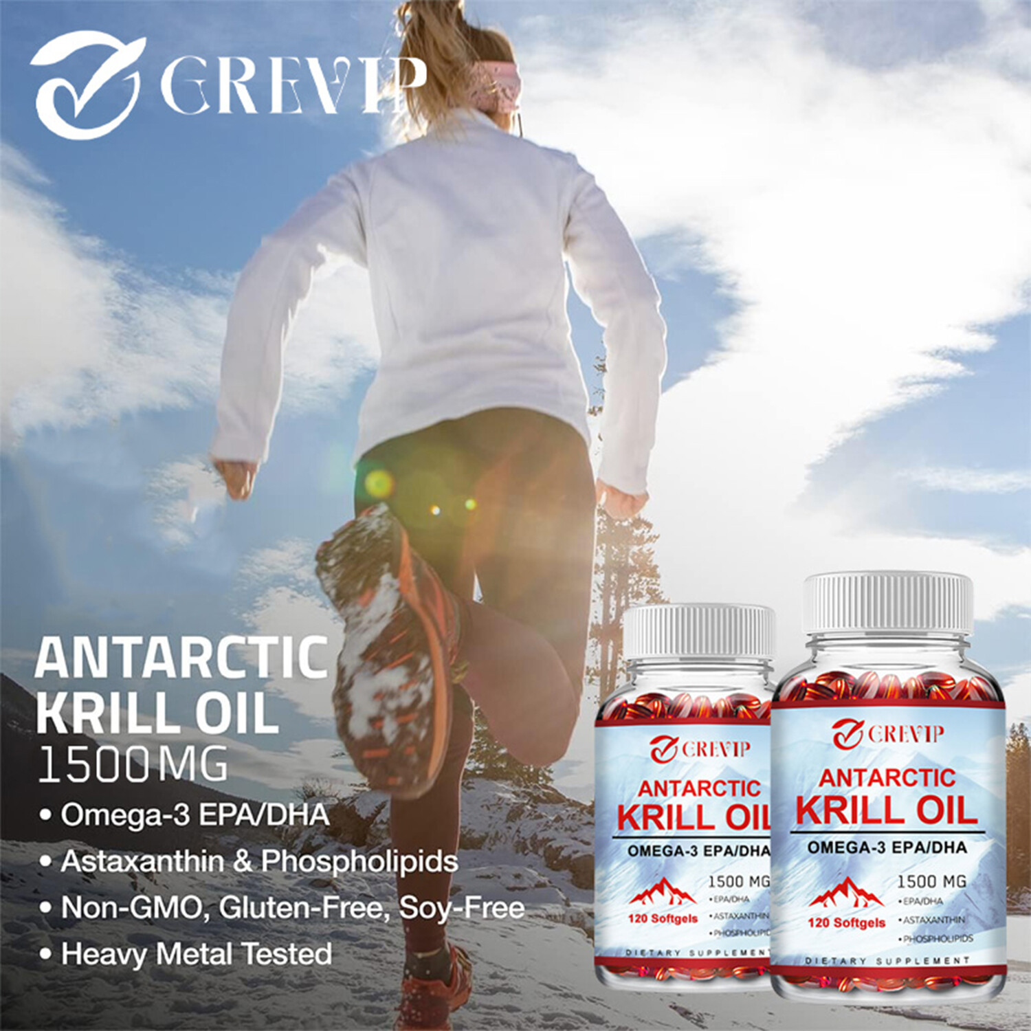 120pcs Antarctic Krill Oil – Support Joint, Brain, Heart, Blood Pressure Health