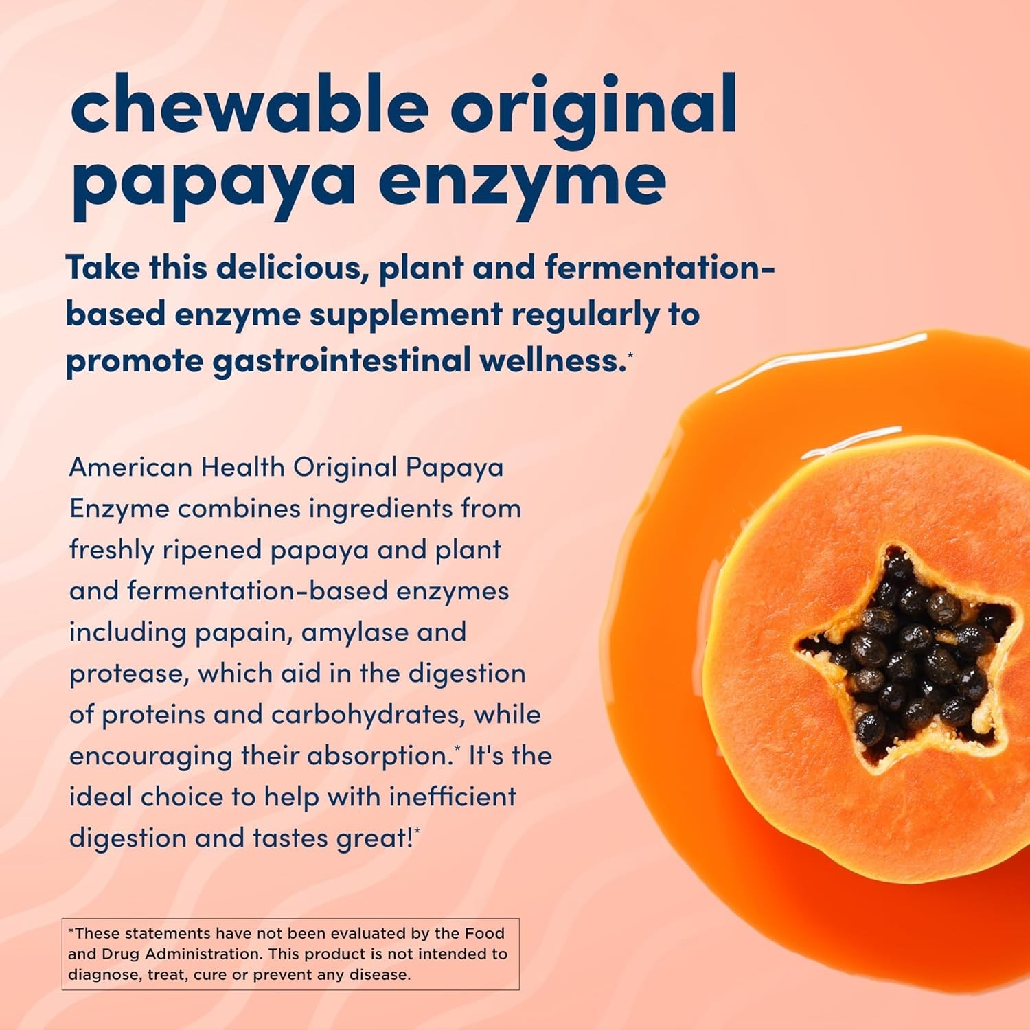 American Health Chewable Original Papaya Enzyme 600 Tabs Each (Pack of 4)